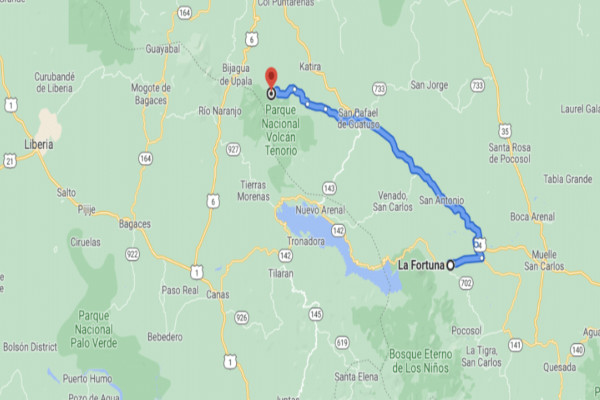 how to get to Celeste river from La Fortuna