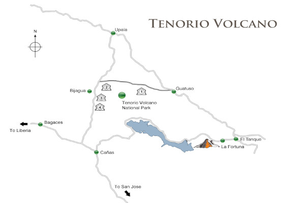Tenorio Volcano and Celeste River Area